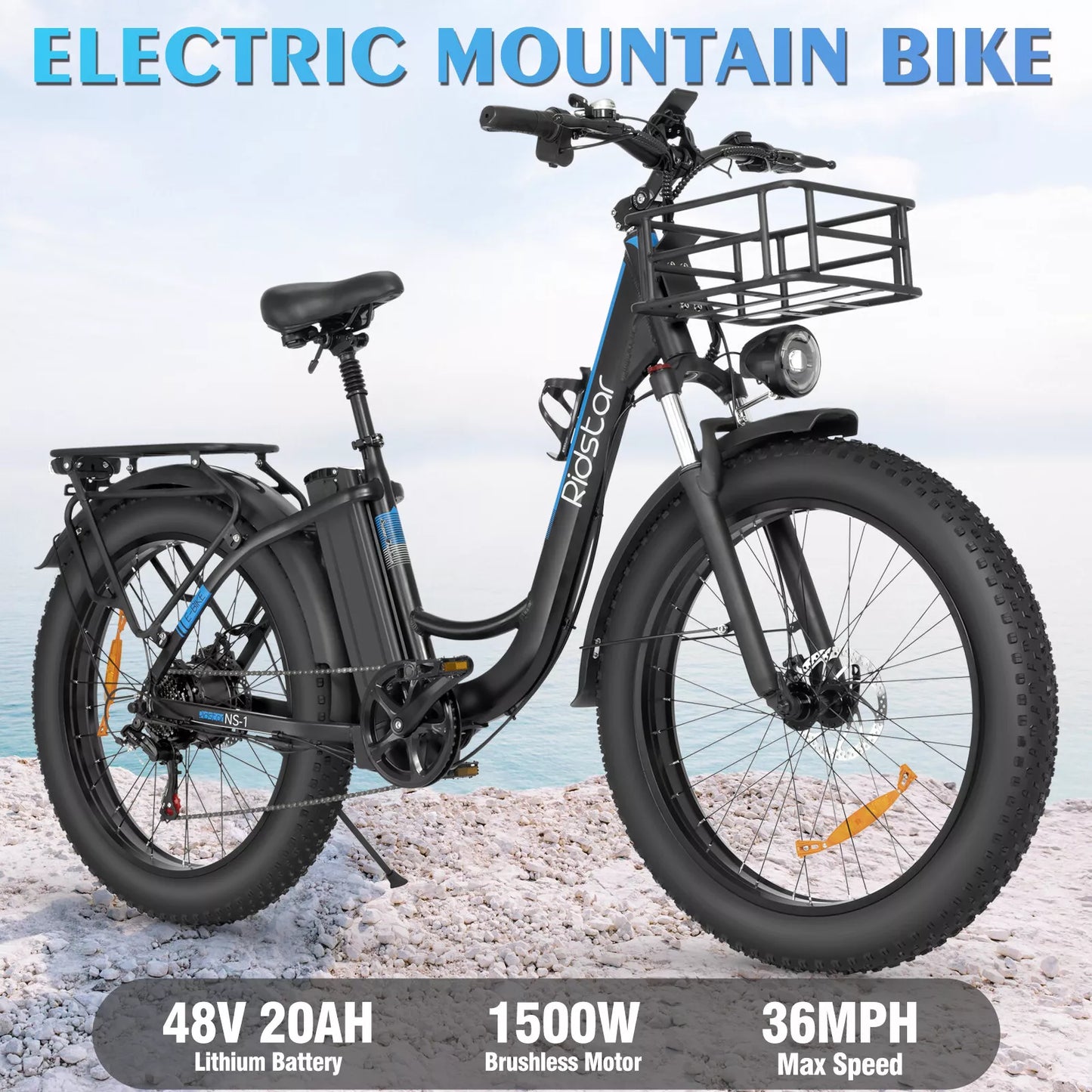 Ridstar MN26 1500W Wide Tire E-Bike 48V 20AH Li-Ion Battery