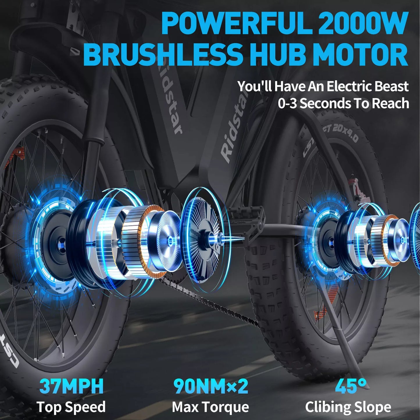 Ridstar Q20 Pro Electric Wide Tire Bike 2000W